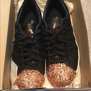 Adidas rose gold capped superstars